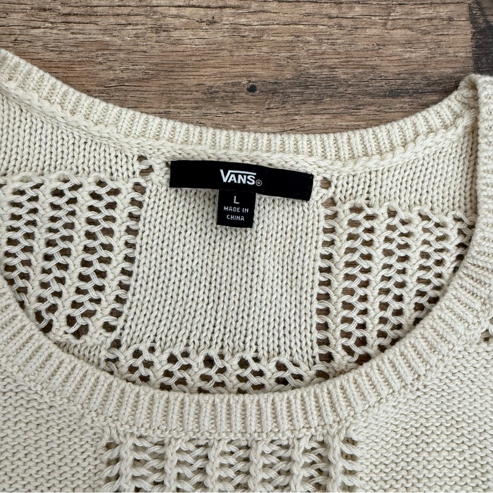 Vans Cream Knit Lily Sweater Check Sweater Dress Large NWT - Picture 2 of 7